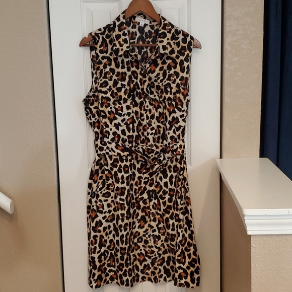 Ophelia Roe Leapord Print Sleeveless Dress - Picture 1 of 6